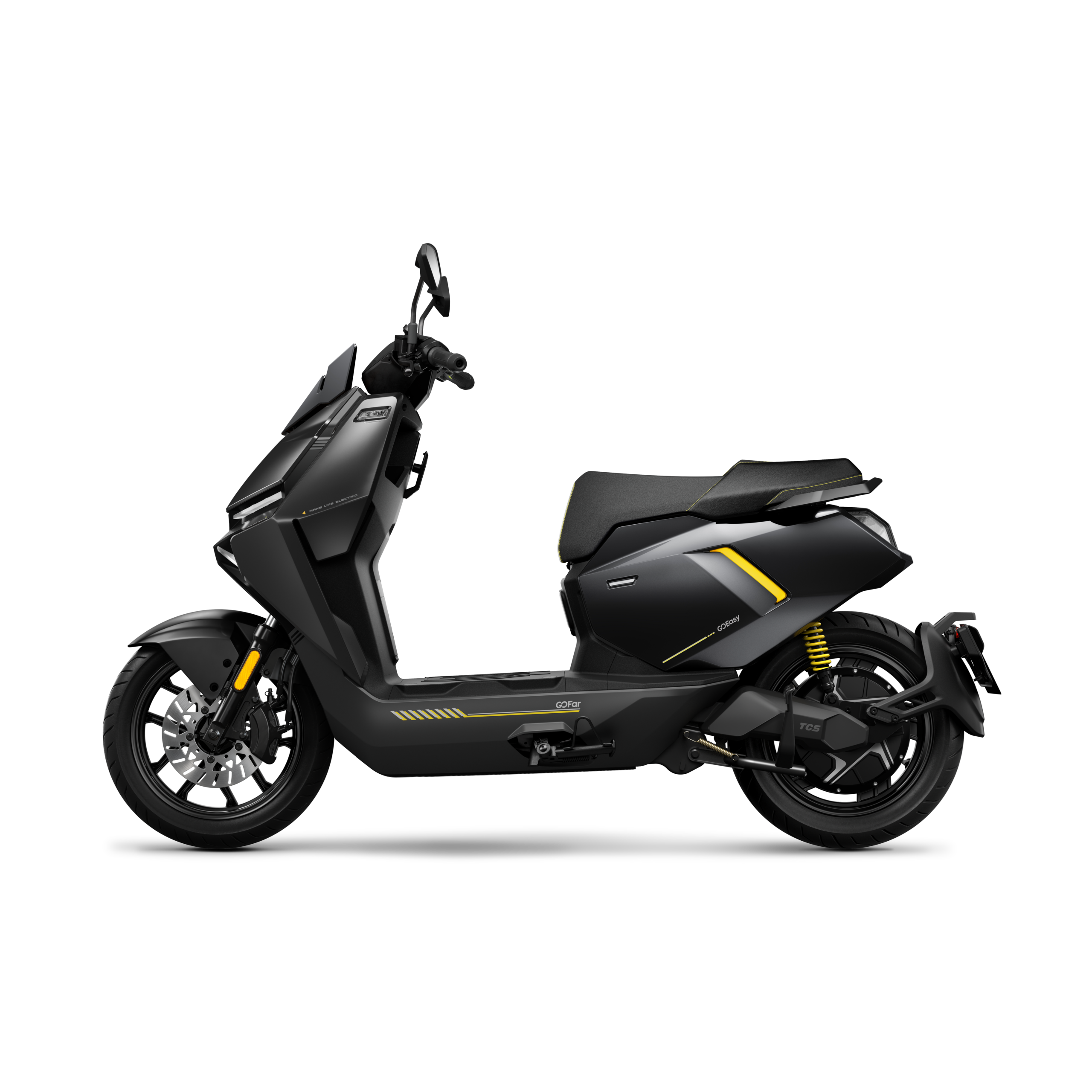 NIU FQi 500 Schwarz – Seitenansicht von links (90°)